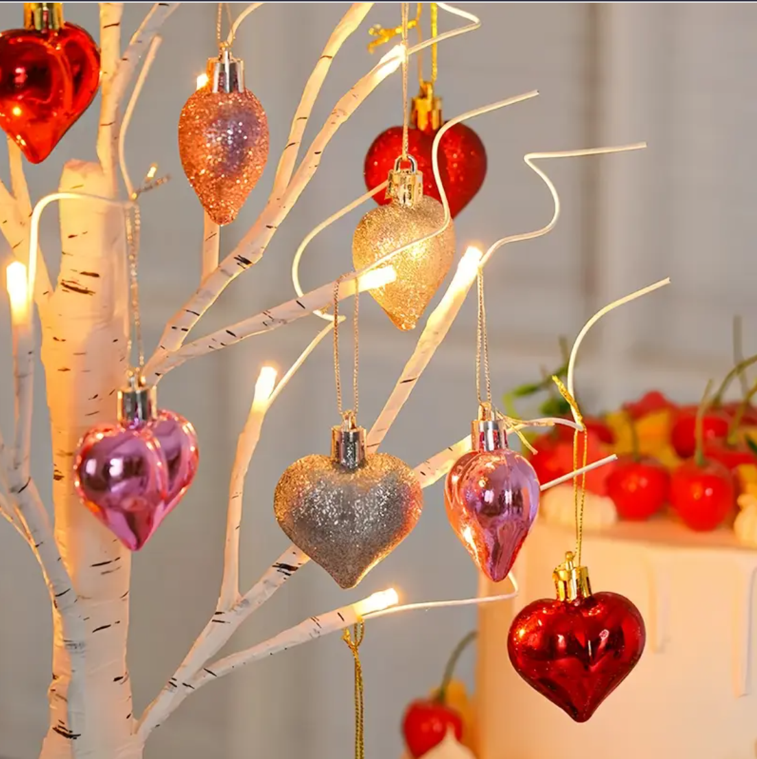 Romantic Heart-Shaped Birch Tree Lamp